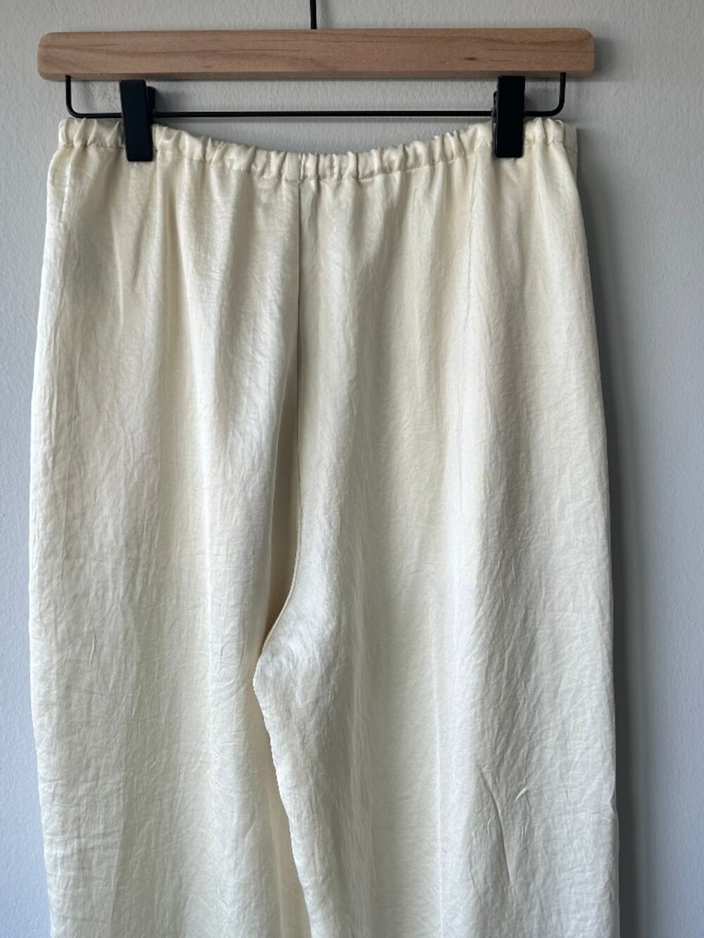 Madewell Pull-On Wide Leg Pants Butter Yellow Pintucked Satin Pant XS - Picture 4 of 9
